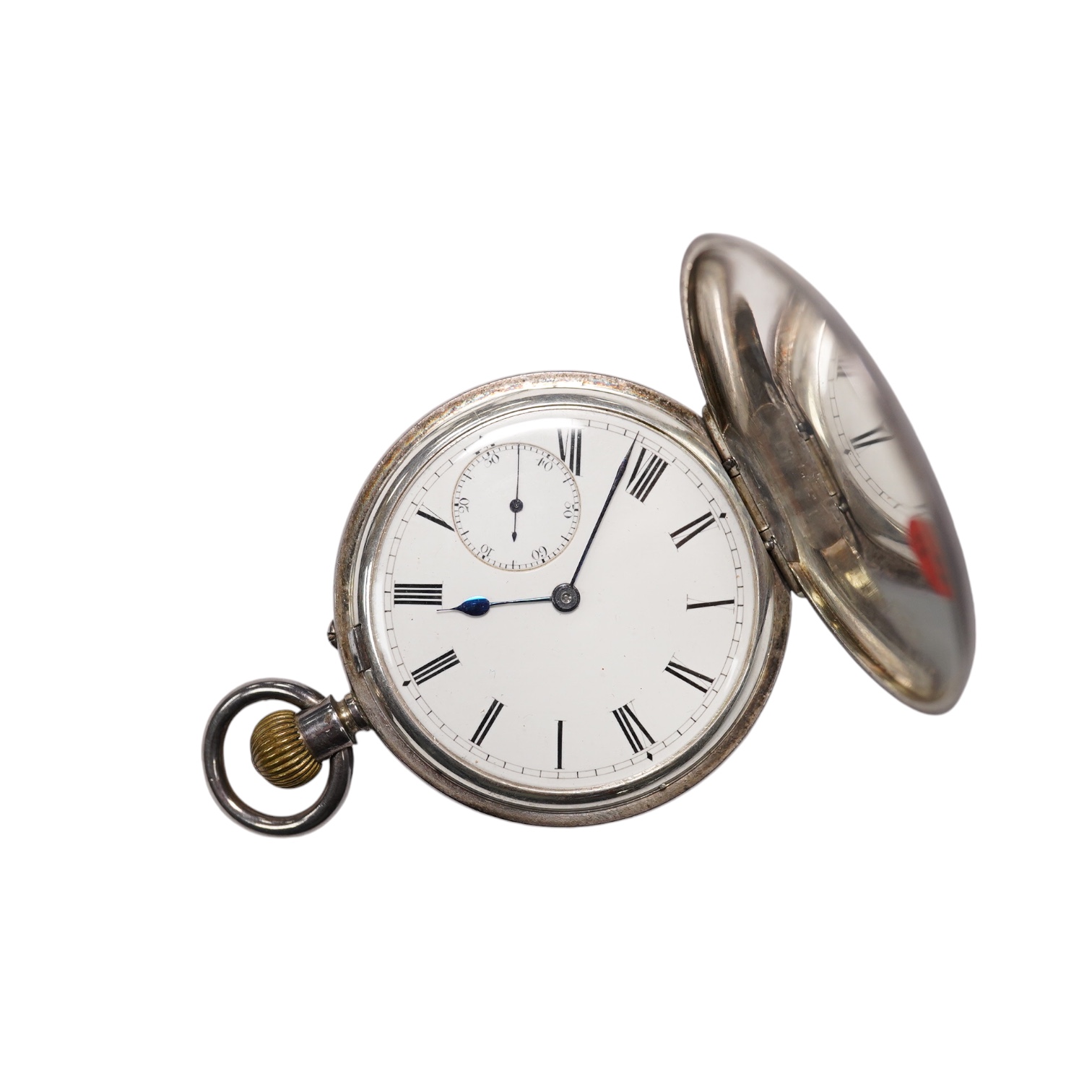 A heavy Victorian silver hunter pocket watch with three quarter plate movement signed Geo. Carley & Co, 30 Ely Place, London. Condition - poor to fair